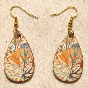 Hand Crafted printed lightweight wood earrings